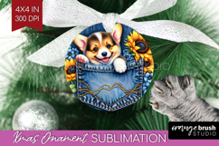 Denim Ornament PNG - Dog In Pocket PNG Sublimation Product Image 1