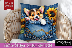 Denim Pillow Sublimation - Dog In Pocket Pillow Cover PNG Product Image 1