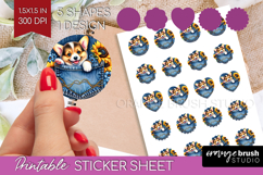 Denim Round Sticker - Dog In Pocket Printable Sticker Sheet Product Image 1