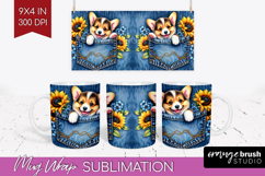 Denim Mug Wrap - Dog In Pocket Mug PNG Sublimation Product Image 1