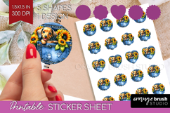 Denim Round Sticker - Dog In Pocket Printable Sticker Sheet Product Image 1