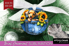 Denim Ornament PNG - Dog In Pocket PNG Sublimation Product Image 1