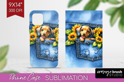 Denim Phone Case PNG - Dog In Pocket Case PNG Sublimation Product Image 1