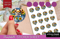 Denim Round Sticker - Dog In Pocket Printable Sticker Sheet Product Image 1