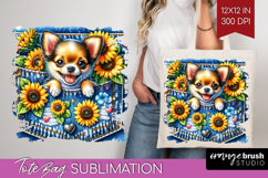 Denim Tote Bag - Dog In Pocket Tote Bag PNG Sublimation Product Image 1