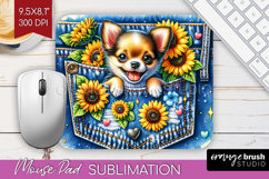 Denim Mouse Pad Sublimation - Dog In Pocket Mousepad PNG Product Image 1