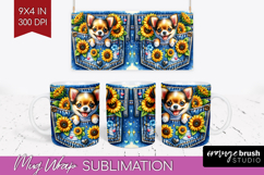 Denim Mug Wrap - Dog In Pocket Mug PNG Sublimation Product Image 1