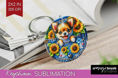Denim Keychain PNG - Dog In Pocket Keychain Sublimation Product Image 1