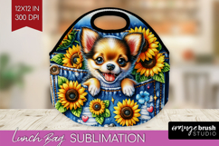Denim Lunch Bag - Dog In Pocket Lunch Bug PNG Sublimation Product Image 1
