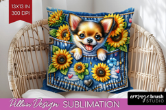 Denim Pillow Sublimation - Dog In Pocket Pillow Cover PNG Product Image 1