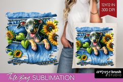 Denim Tote Bag - Dog In Pocket Tote Bag PNG Sublimation Product Image 1