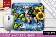 Denim Mouse Pad Sublimation - Dog In Pocket Mousepad PNG Product Image 1