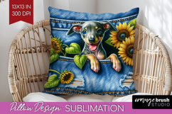 Denim Pillow Sublimation - Dog In Pocket Pillow Cover PNG Product Image 1