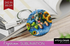 Denim Keychain PNG - Dog In Pocket Keychain Sublimation Product Image 1