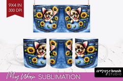 Denim Mug Wrap - Dog In Pocket Mug PNG Sublimation Product Image 1
