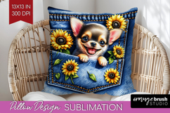 Denim Pillow Sublimation - Dog In Pocket Pillow Cover PNG Product Image 1
