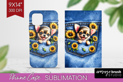 Denim Phone Case PNG - Dog In Pocket Case PNG Sublimation Product Image 1
