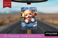 Denim Air Freshener PNG - Dog In Pocket PNG Sublimation Product Image 1