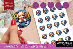 Denim Round Sticker - Dog In Pocket Printable Sticker Sheet Product Image 1