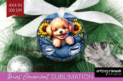 Denim Ornament PNG - Dog In Pocket PNG Sublimation Product Image 1