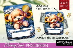 Happy Birthday Money Card PNG - Cute Dog Money Card Holder Product Image 1
