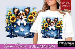 Denim Square Tshirt Background - Dog In Pocket PNG Product Image 1