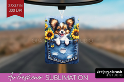 Denim Air Freshener PNG - Dog In Pocket PNG Sublimation Product Image 1