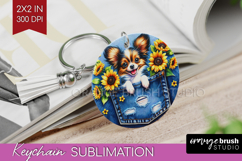 Denim Keychain PNG - Dog In Pocket Keychain Sublimation Product Image 1