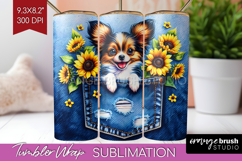Denim Tumbler Wrap - Dog In Pocket Tumbler PNG Sublimation Product Image 1