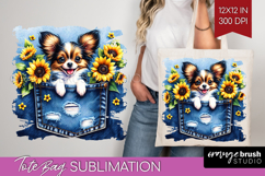 Denim Tote Bag - Dog In Pocket Tote Bag PNG Sublimation Product Image 1