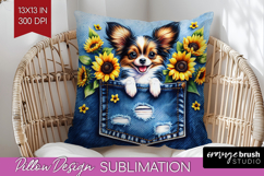 Denim Pillow Sublimation - Dog In Pocket Pillow Cover PNG Product Image 1