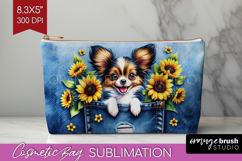 Denim Cosmetic Bag - Dog In Pocket Makeup Bag PNG Product Image 1