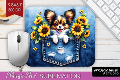 Denim Mouse Pad Sublimation - Dog In Pocket Mousepad PNG Product Image 1