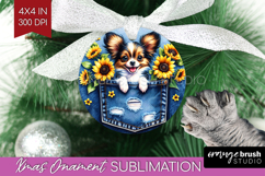 Denim Ornament PNG - Dog In Pocket PNG Sublimation Product Image 1