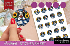 Denim Round Sticker - Dog In Pocket Printable Sticker Sheet Product Image 1