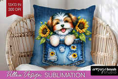 Denim Pillow Sublimation - Dog In Pocket Pillow Cover PNG Product Image 1