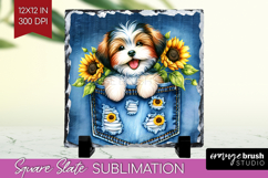 Denim Slate PNG - Dog In Pocket Square Slate Sublimation Product Image 1