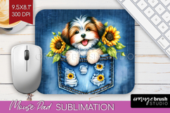 Denim Mouse Pad Sublimation - Dog In Pocket Mousepad PNG Product Image 1