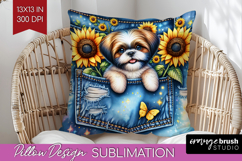 Denim Pillow Sublimation - Dog In Pocket Pillow Cover PNG Product Image 1