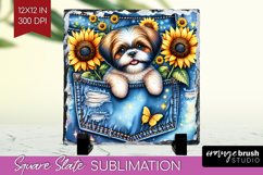 Denim Slate PNG - Dog In Pocket Square Slate Sublimation Product Image 1