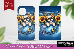 Denim Phone Case PNG - Dog In Pocket Case PNG Sublimation Product Image 1