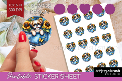 Denim Round Sticker - Dog In Pocket Printable Sticker Sheet Product Image 1
