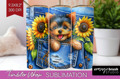 Denim Tumbler Wrap - Dog In Pocket Tumbler PNG Sublimation Product Image 1