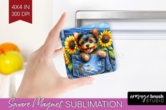 Denim Magnet Sublimation - Dog In Pocket Square Magnet PNG Product Image 1