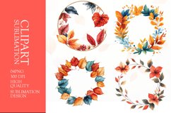 Watercolor wearth frame sublimation clipart png Product Image 1
