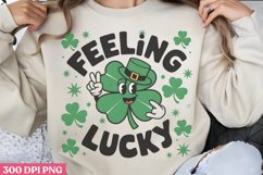 Feeling Lucky PNG, Groovy ST Patricks Sublimation PNG Product Image 1