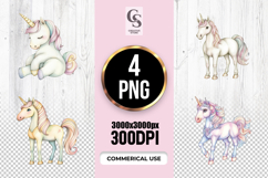 Watercolor Pastel Unicorn Clipart Sublimation PNG Product Image 1