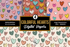 Colorful Hearts Pattern Digital Paper Product Image 1
