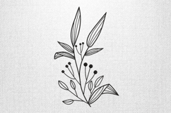 Elegant Botanical Leaf and Berry Outline Embroidery Design Product Image 1