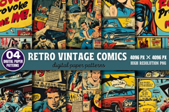 Retro Vintage Comics Background Bundle PNG Product Image 2